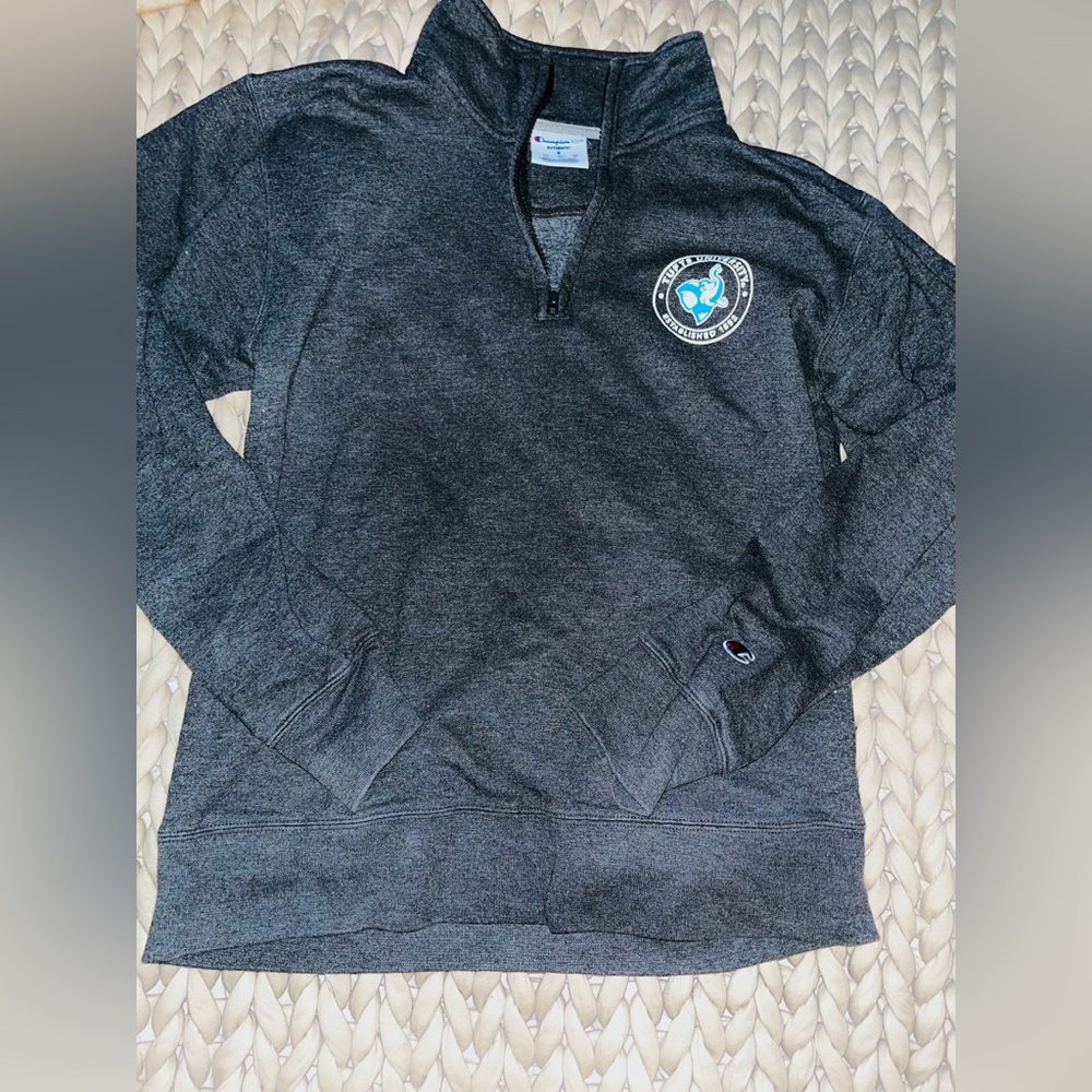 Champion Tufts University Charcoal Gray Quarter-Zip Pullover sweatshirt - Picture 7 of 7